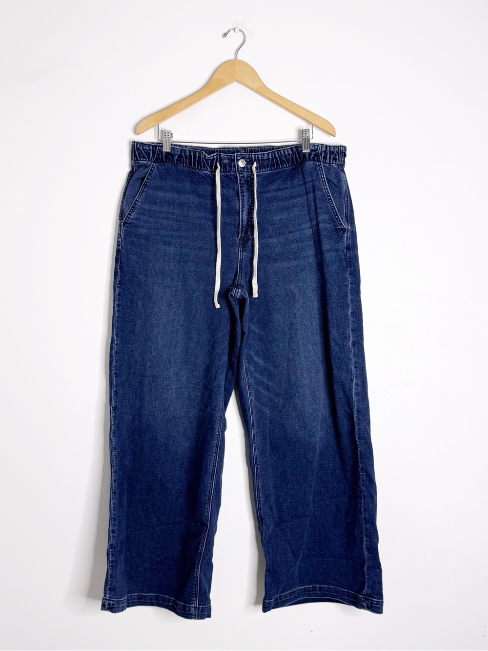 American Eagle Low Rise Baggy Wide Leg Jeans XL Stretch Drawstring Denim